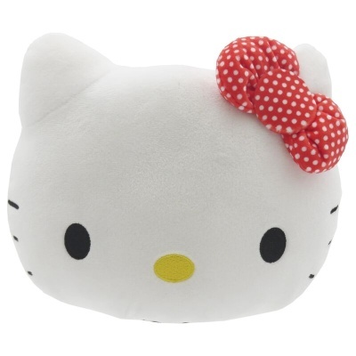 Almofada peluche da Hello Kitty com laço vermelho às bolinhas
