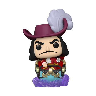Figura Funko Pop do Capitão Gancho com chapéu roxo e pena branca