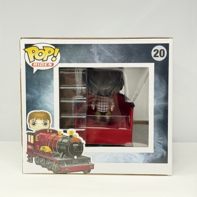 Funko Pop Rides número 20 em caixa com locomotiva vermelha