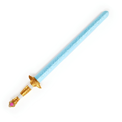Espada de brinquedo azul com punho dourado e branco