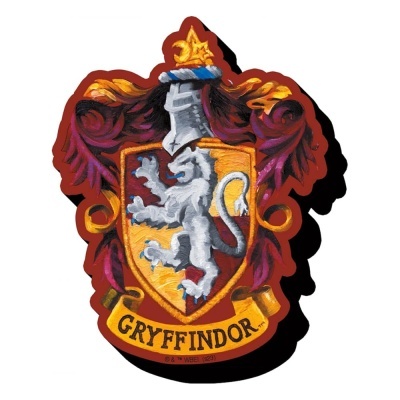 Emblema bordado Gryffindor com leão branco e texto