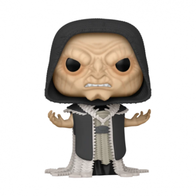 Figurinha Funko Pop com capuz preto e roupa preta e branca