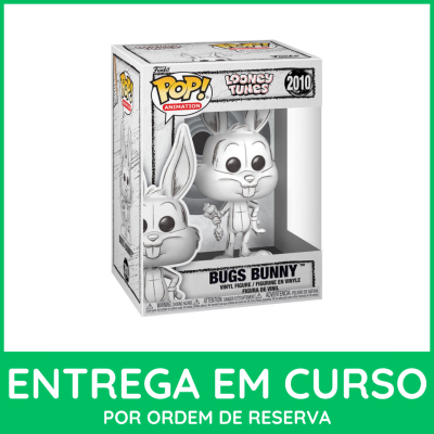 Figura Funko Pop! Bugs Bunny Looney Tunes na caixa com texto de entrega em fundo verde