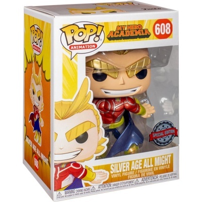 Figura Pop! Animation Silver Age All Might My Hero Academia número 608 em embalagem