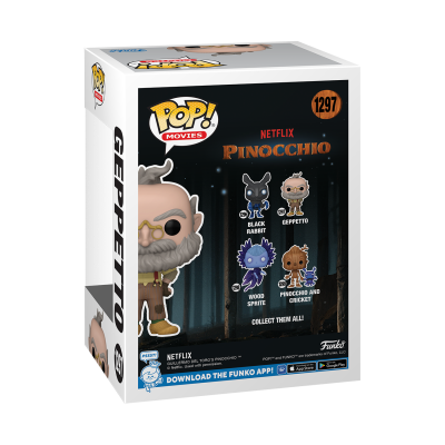 Embalagem Funko Pop! Movie Pinocchio número 1297 com figura Geppetto