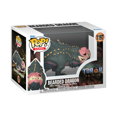 Figura de vinil BEARDED DRAGON na caixa Pop! Games TIROK ORIGINS