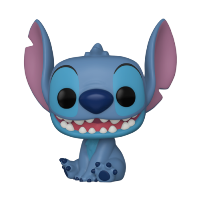 Figura Funko Pop Stitch azul com orelhas rosas e sorriso