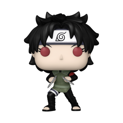 Figura Funko Pop ninja com cabelo preto, faixa branca e colete verde