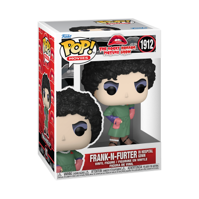 Figura de vinil Frank-N-Furter em bata hospitalar na embalagem POP! Movies