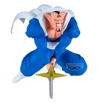 Figura de ação de personagem com espada e roupas azuis e brancas