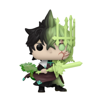Figura Funko Pop personagem com espada e aura verde