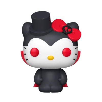 Figura de vinil de gato preto com chapéu e laço vermelho