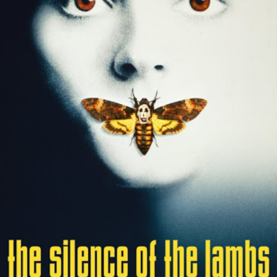 Cartaz do filme com rosto de pessoa e mariposa amarela sobre a boca