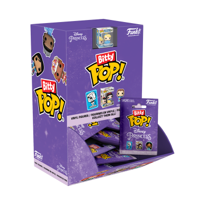 Caixa expositora roxa Bitty Pop! Disney Princess da Funko com embalagens individuais