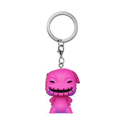 Chaveiro personagem Funko Pop rosa texturizado com rosto sorridente