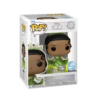 Funko Pop! vinil princesa Tiana verde na embalagem