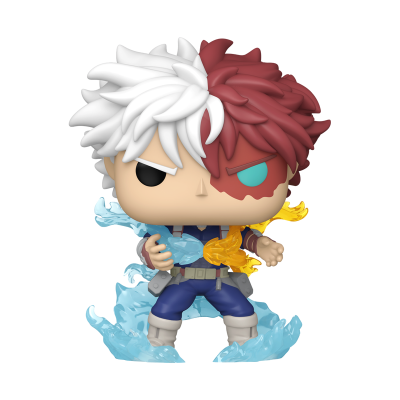 Figura Funko Pop Shoto Todoroki com cabelo bicolor e efeitos de fogo e gelo