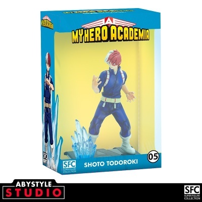 Figura Shoto Todoroki da My Hero Academia em embalagem azul amarela