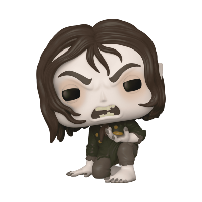 Boneco Funko Pop do personagem Gollum com roupa verde-escura e anel dourado