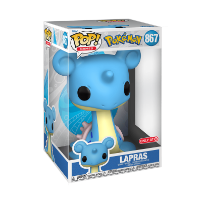 Figura Funko Pop! Pokémon Lapras azul em caixa transparente e colorida
