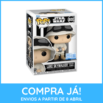 Figura Funko Pop! Luke Skywalker branco com chapéu e óculos em embalagem Star Wars 800
