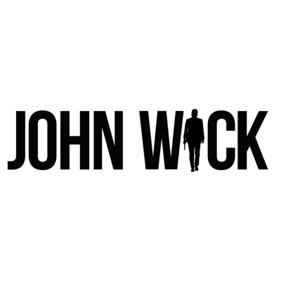 Logo do filme John Wick com silhueta de homem com arma no meio da palavra