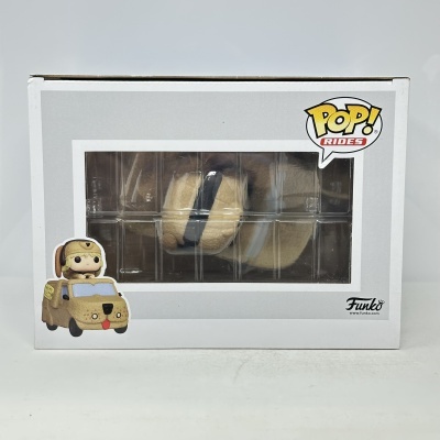 Funko Pop! Rides figura em caixa com ilustração de personagem em carro bege