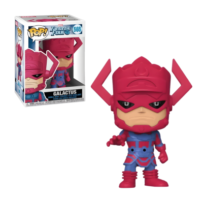 Figura Funko Pop! Galactus da Marvel Fantastic Four com capacete vermelho e roupa azul e vermelha