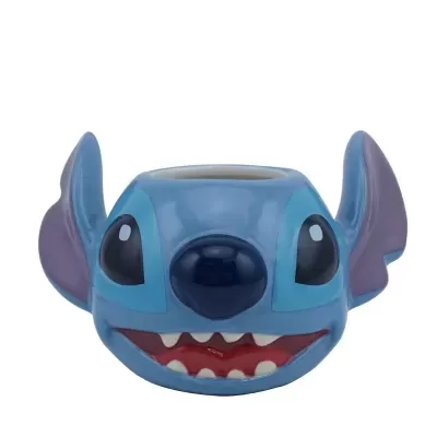 Caneca com cabeça da personagem Stitch azul e roxa