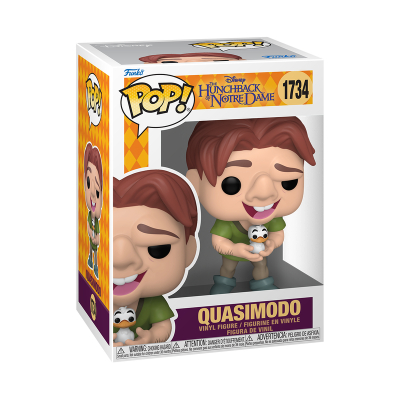 Figura Funko Pop! Quasimodo Disney em embalagem branca e amarela.