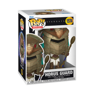 Funko Pop! Filme Stargate Horus Guard vinil dourado com cetro na caixa