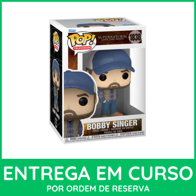 Figura Funko Pop Bobby Singer em caixa com texto Supernatural 1838