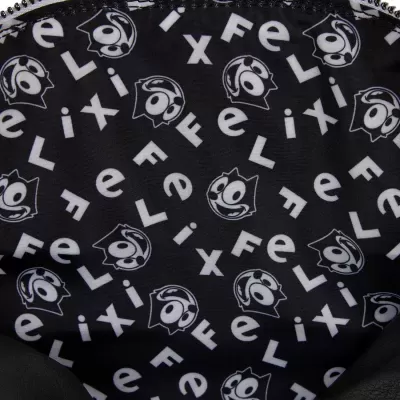 Forro preto com estampados brancos de 'Felix' e rostos de Felix the Cat