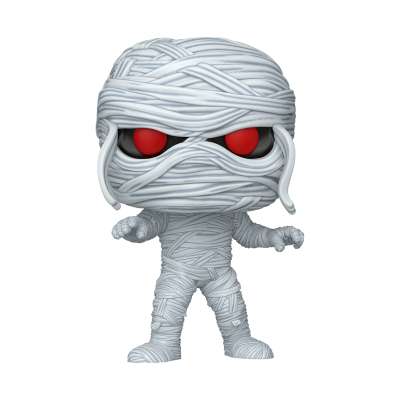 Figura colecionável Funko Pop de múmia com faixas brancas e olhos vermelhos