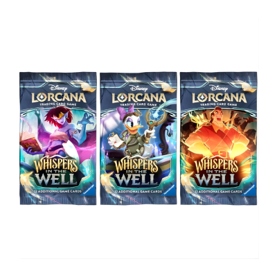 Pacotes de cartas Disney Lorcana Whispers in the Well, 12 cartas adicionais cada