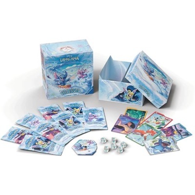 Jogo de cartas Disney Lorcana edição de inverno com cartas, dados e caixa decorada