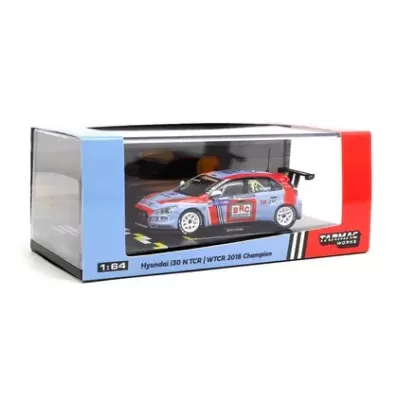 Miniatura de carro de corridas Hyundai i30 N TCR em caixa transparente