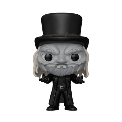 Figura Funko Pop de personagem masculino com chapéu alto preto e barba cinza