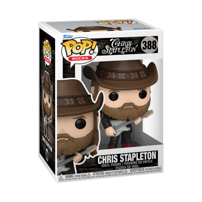 Figura Funko Pop! Chris Stapleton número 388 com guitarra, cartola e barba em caixa