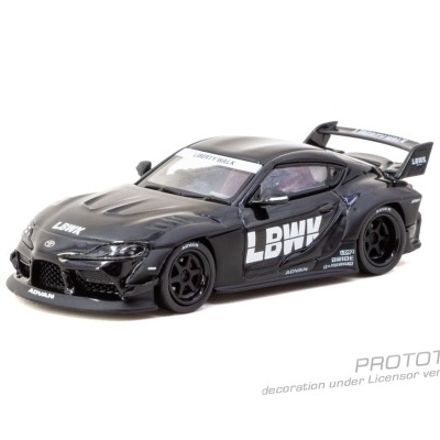 Miniatura de carro desportivo preto com texto LBWK