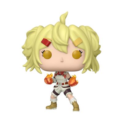 Figurina Funko Pop de personagem com cabelo loiro e mãos em chamas