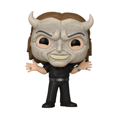 Funko Pop personagem mascarado com chifres e roupa preta