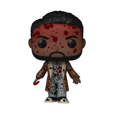 Figura Funko Pop personagem masculino com sangue e faca