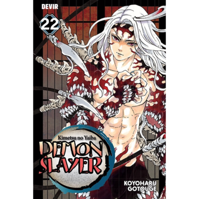 Capa de manga Demon Slayer com personagem e texto