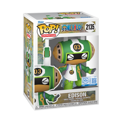Figura de vinil Funko Pop Edison da série One Piece em caixa