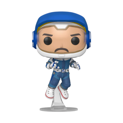 Figura Funko Pop de personagem com fato azul e capacete