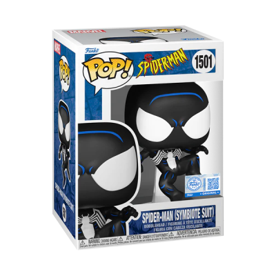 Funko Pop! do Spider-Man (Symbiote Suit) na sua embalagem