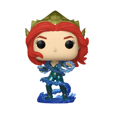 Figura Funko Pop personagem feminina ruiva com capacete e detalhes azuis