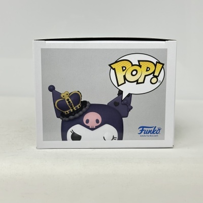 Caixa Funko Pop com figura roxa com coroa e balão de fala POP!
