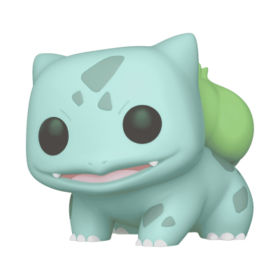 Figura de vinil azul claro do Bulbasaur com planta verde nas costas